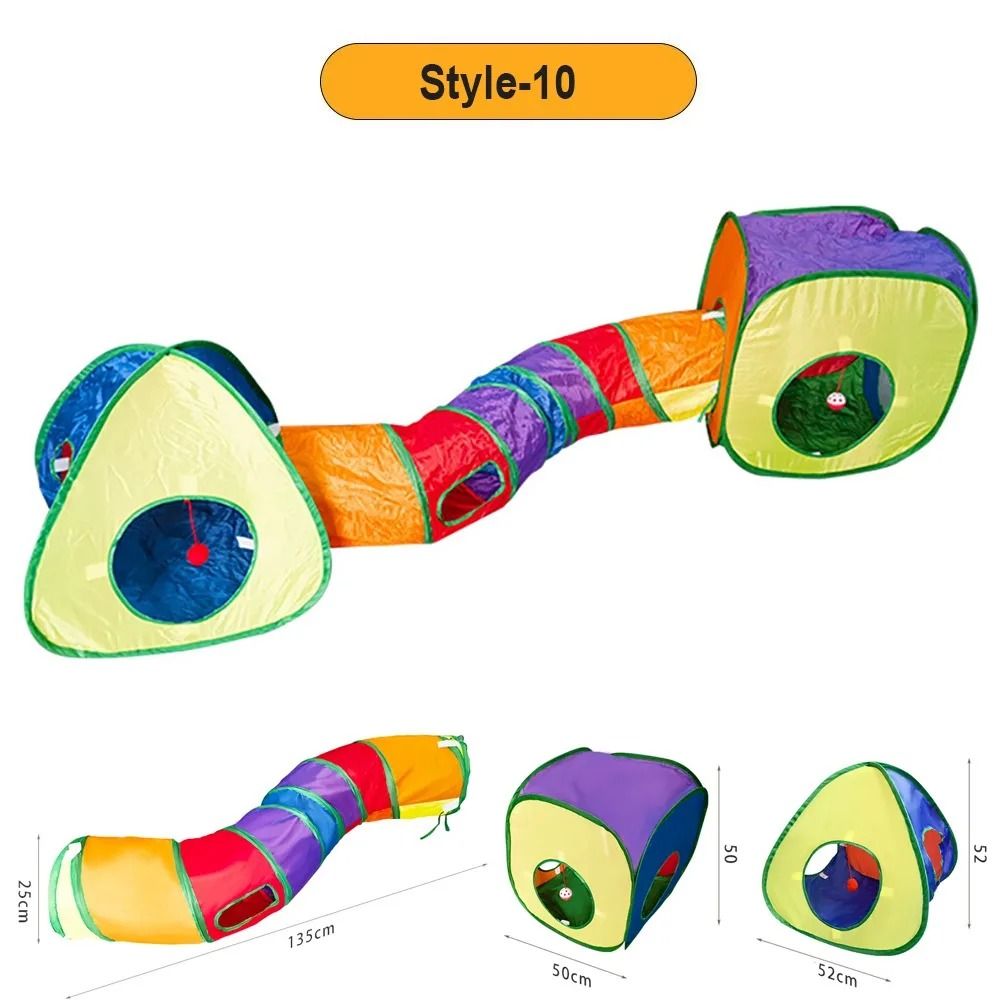 Foldable Colorful Cat Tunnel Play Tube for Interactive Indoor Fun