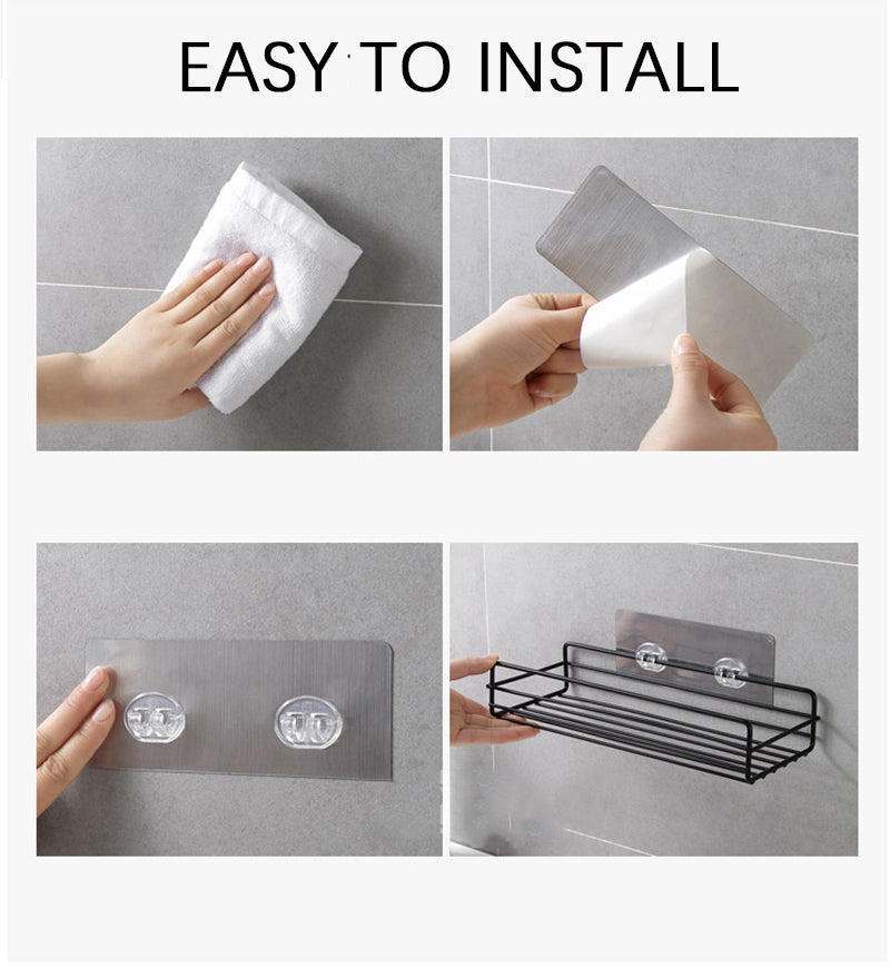 Premium Matte Black Bathroom Corner Shelf Punch Free Wall Mounted Organizer Rack Space Saving Storage for Kitchen