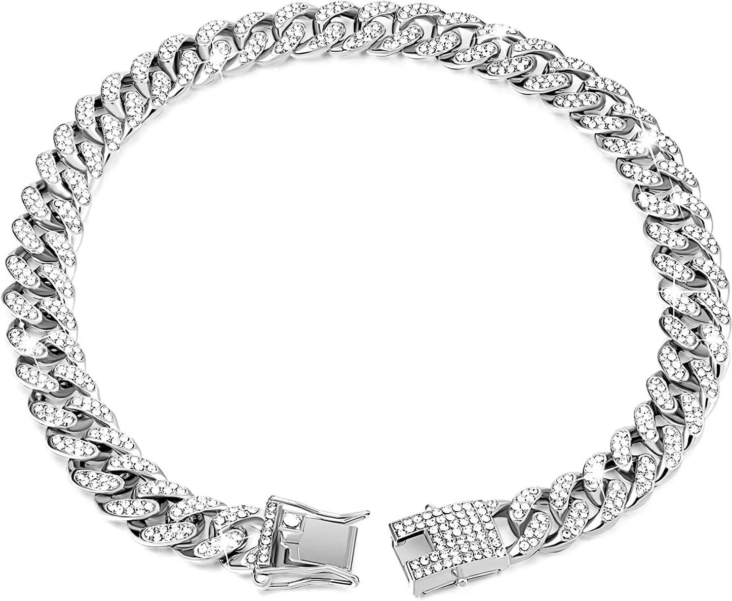 Luxury Gold Cuban Link Rhinestone Pet Necklace for Cats & Small Dogs