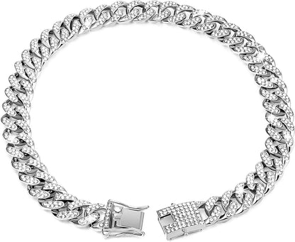 Luxury Gold Cuban Link Rhinestone Pet Necklace for Cats & Small Dogs
