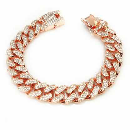 Luxury Gold Cuban Link Rhinestone Pet Necklace for Cats & Small Dogs