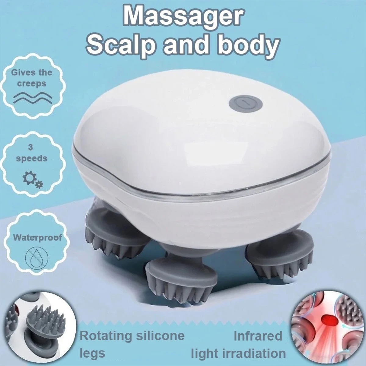 Premium Scalp & Head Massager with Adjustable Speed and Red Light Therapy for Deep Relaxation & Hair Care