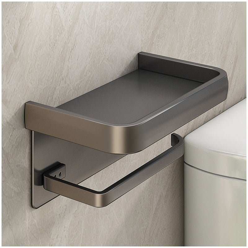 Premium Wall Mounted Aluminum Toilet Paper Holder with Shelf & Phone Storage Bathroom Organizer