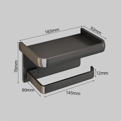 Premium Wall Mounted Aluminum Toilet Paper Holder with Shelf & Phone Storage Bathroom Organizer