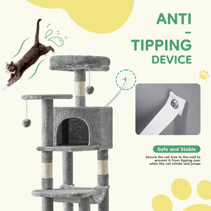 44 Inch Cat Tree Tower With Sisal Scratching Posts And Cozy Condo