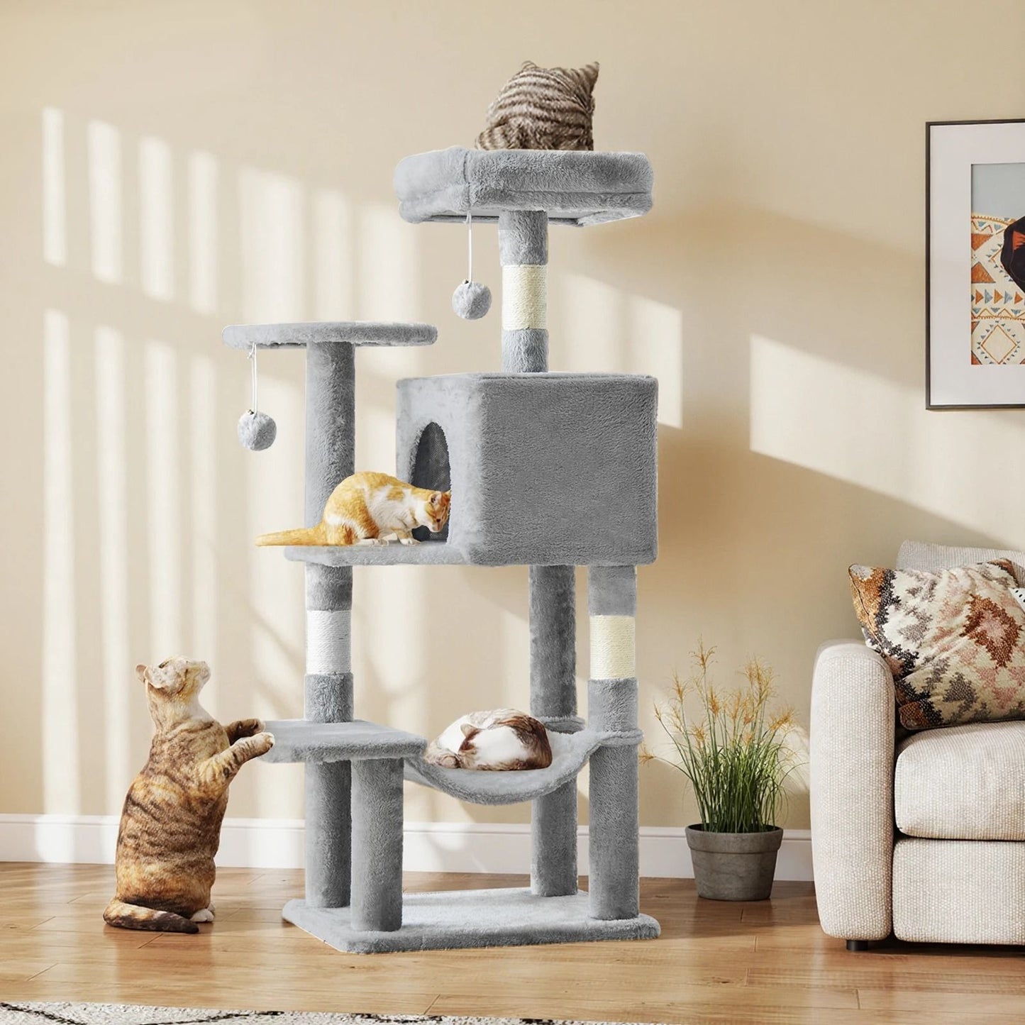 44 Inch Cat Tree Tower With Sisal Scratching Posts And Cozy Condo