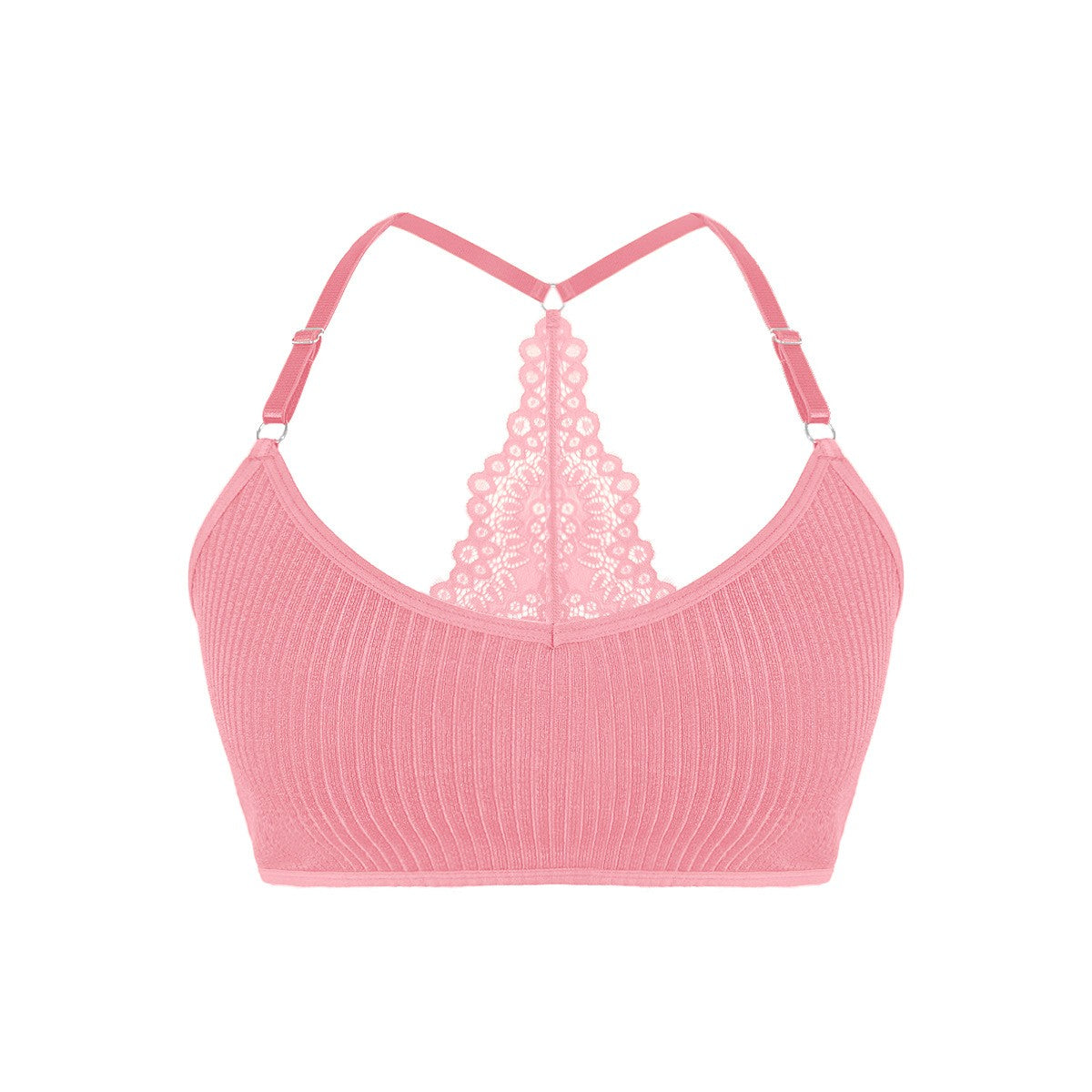 Wireless Ribbed Bra Backless Lingerie Breathable Camisole Bralette for Women