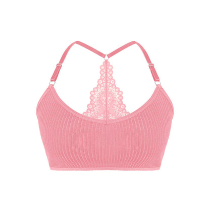 Wireless Ribbed Bra Backless Lingerie Breathable Camisole Bralette for Women