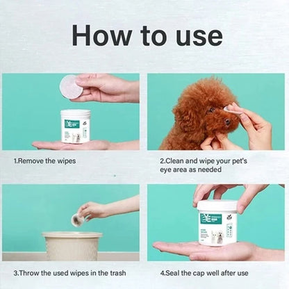 130-Piece Pet Eye & Ear Cleaning Wipes for Dogs and Cats