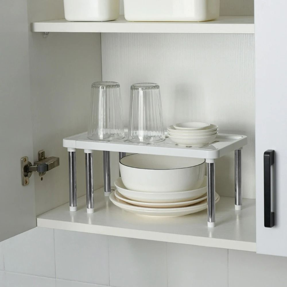 Expandable Cabinet Countertop Shelf and Retractable Kitchen Spice Organizer