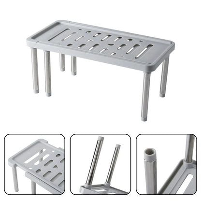 Expandable Cabinet Countertop Shelf and Retractable Kitchen Spice Organizer