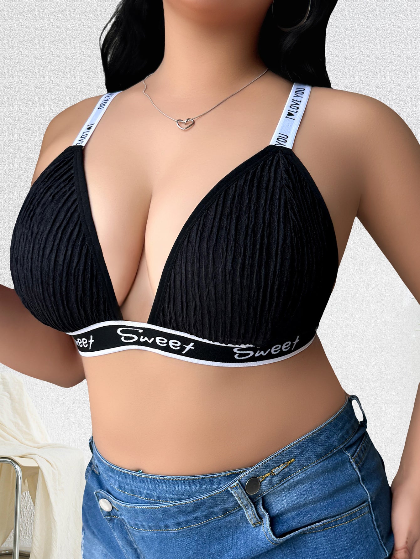 Plus Size Backless 3/4 Cup Bra Breathable Sexy Lingerie