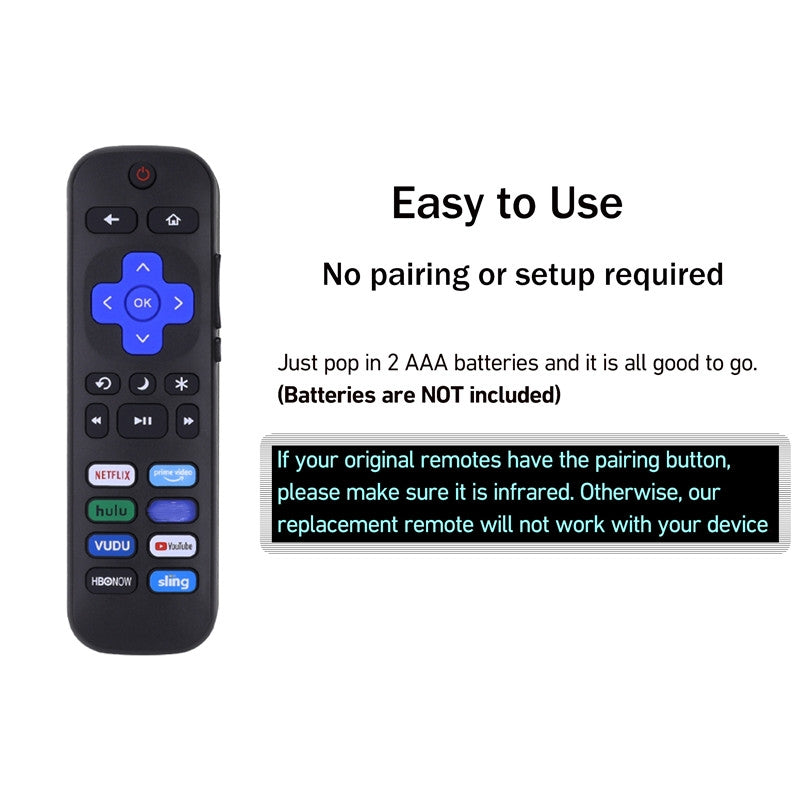 Universal Roku TV Remote Replacement with YouTube Shortcut for TCL, Hisense, Onn & Philips Roku TVs