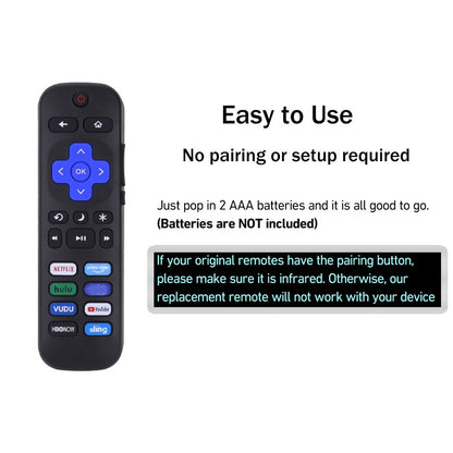 Universal Roku TV Remote Replacement with YouTube Shortcut for TCL, Hisense, Onn & Philips Roku TVs