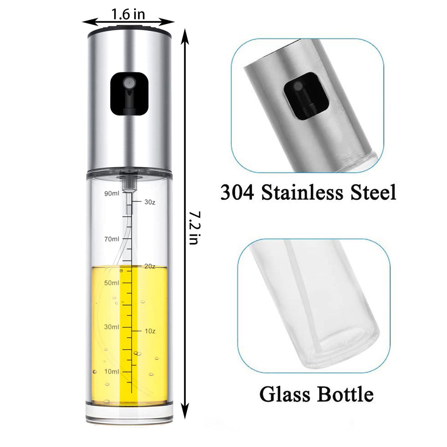 Glass Oil Sprayer Bottle for Cooking, Salad, BBQ & Air Fryer