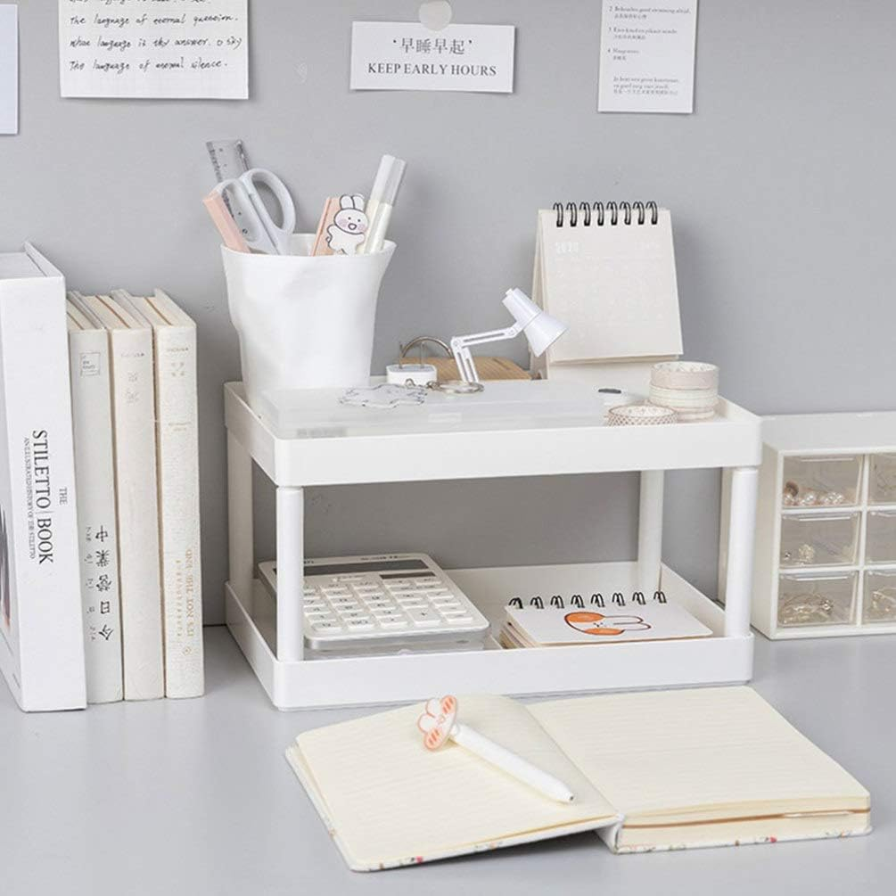 Double Layer Desk Organizer Rack for Office Supplies, Stationery & Dorm Storage
