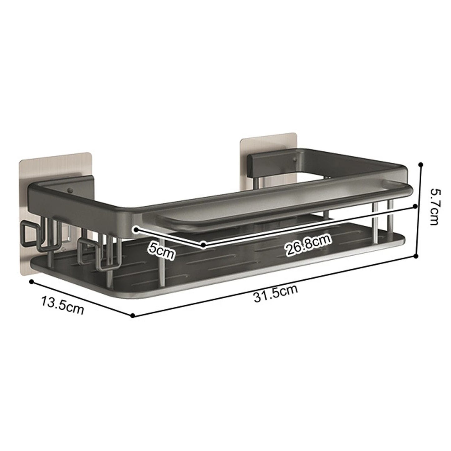Aluminum Kitchen Sink Drain Rack with Removable Drip Tray - Multi-Functional Soap, Sponge, and Dishcloth Towel Holder