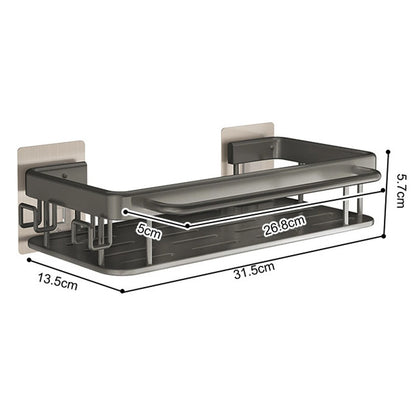 Aluminum Kitchen Sink Drain Rack with Removable Drip Tray - Multi-Functional Soap, Sponge, and Dishcloth Towel Holder