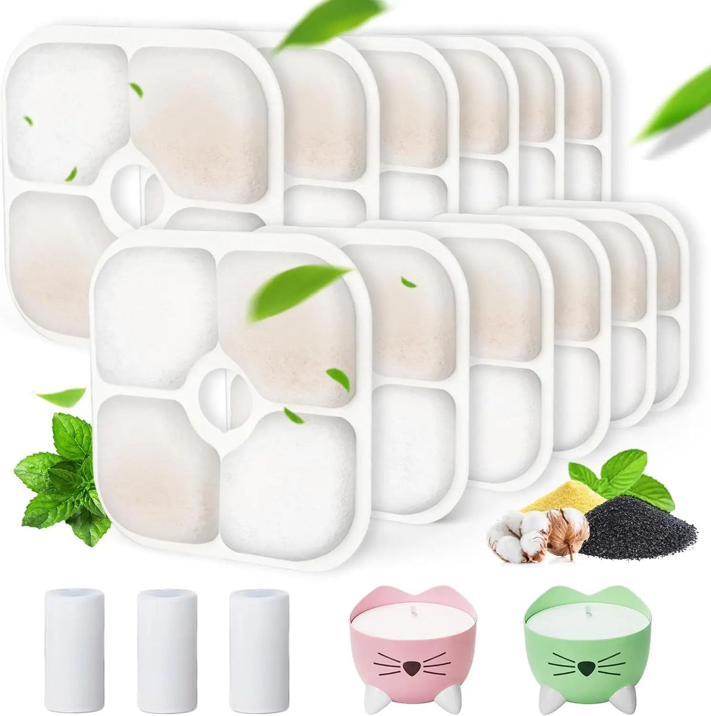 16-Pack Catit PIXI Water Fountain Filter Replacement Set with Pump Hoses