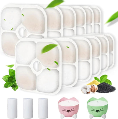 16-Pack Catit PIXI Water Fountain Filter Replacement Set with Pump Hoses