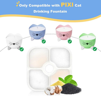 16-Pack Catit PIXI Water Fountain Filter Replacement Set with Pump Hoses