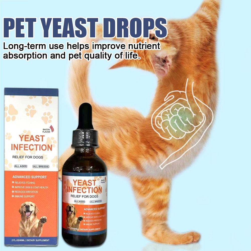 Premium 60ml Pet Yeast Drops Gut Health Supplement for Dogs & Cats with Advanced Digestive Support
