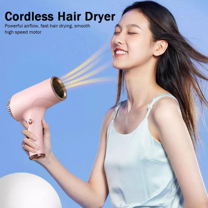 Cordless Ionic Hair Dryer Rechargeable Wireless Blow Dryer with Hot & Cold Air