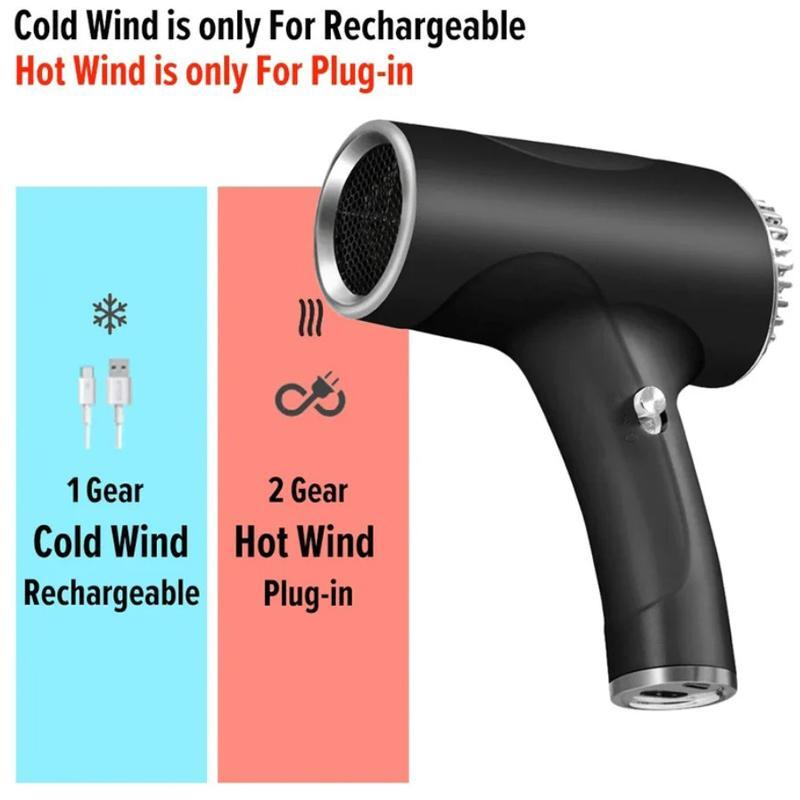 Cordless Ionic Hair Dryer Rechargeable Wireless Blow Dryer with Hot & Cold Air