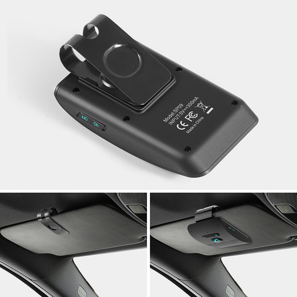 Drive Clear Bluetooth Car Speakerphone with Dual Microphones & Sun Visor Clip