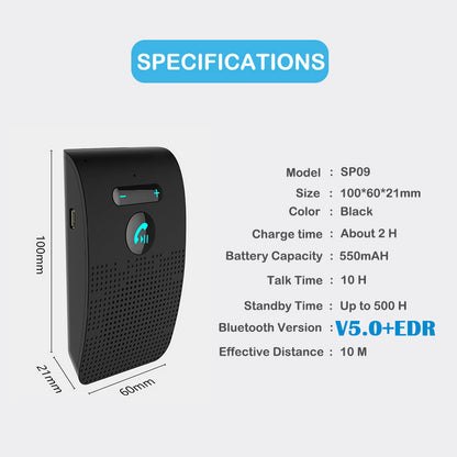 Drive Clear Bluetooth Car Speakerphone with Dual Microphones & Sun Visor Clip