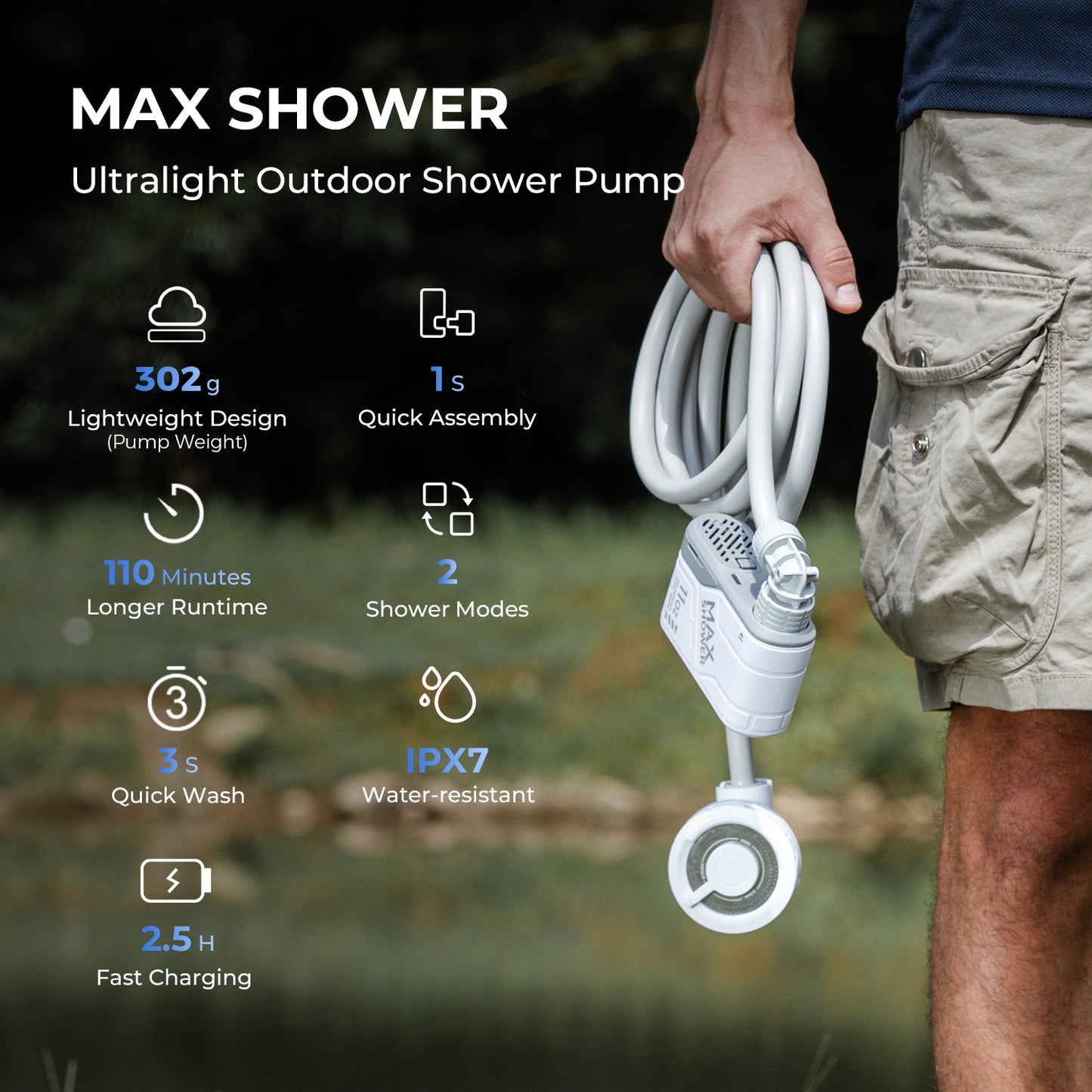 Portable Camping Shower Pump Waterproof Outdoor Shower System