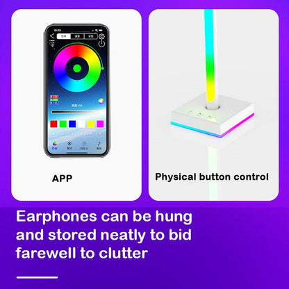 RGB Headphone Stand with Music Sync Ambient Light & Smart Desktop Organizer