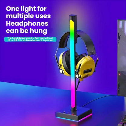 RGB Headphone Stand with Music Sync Ambient Light & Smart Desktop Organizer
