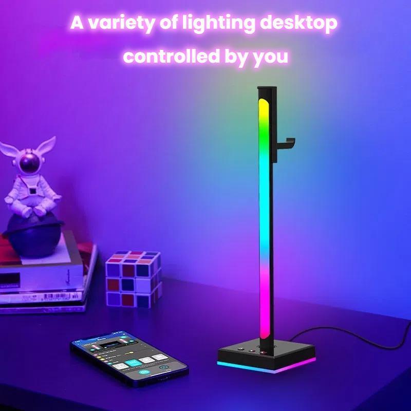 RGB Headphone Stand with Music Sync Ambient Light & Smart Desktop Organizer