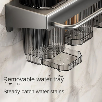 Wall-Mounted Multifunctional Kitchen Knife Rack - Integrated Utensil Holder & Chopstick Tube