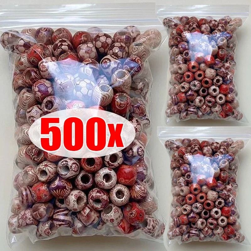 Vintage Wooden Hair Beads for Braids Dreadlocks DIY Jewelry and Hair Accessories