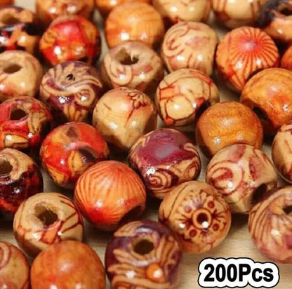 Vintage Wooden Hair Beads for Braids Dreadlocks DIY Jewelry and Hair Accessories