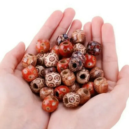 Vintage Wooden Hair Beads for Braids Dreadlocks DIY Jewelry and Hair Accessories