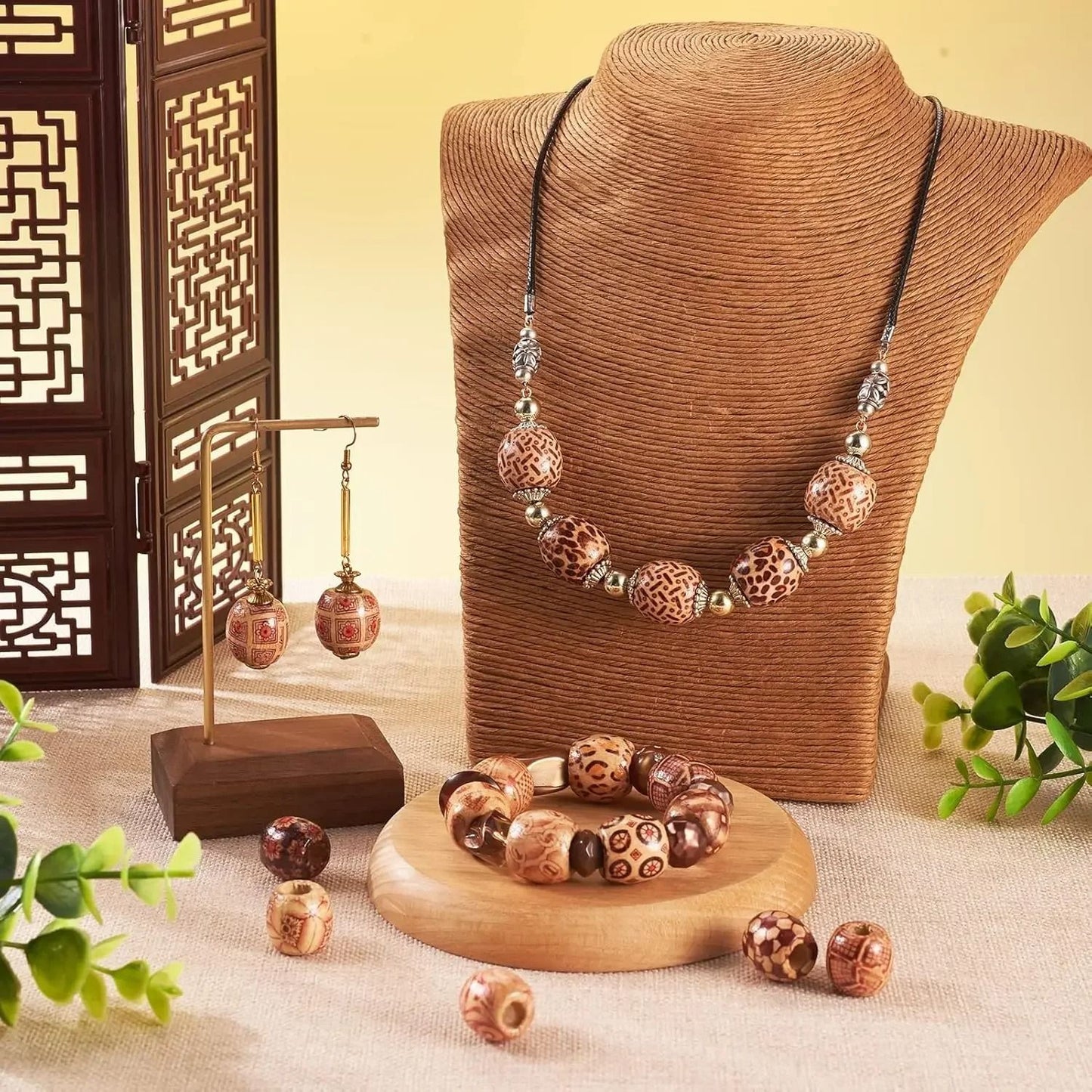 Vintage Wooden Hair Beads for Braids Dreadlocks DIY Jewelry and Hair Accessories
