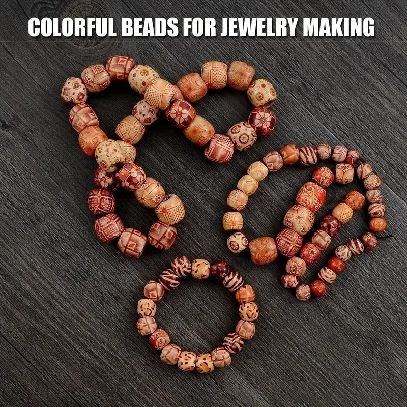 Vintage Wooden Hair Beads for Braids Dreadlocks DIY Jewelry and Hair Accessories