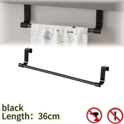 Over-the-Door Stainless Steel Towel Bar and Cabinet Door Hanging Storage Organizer