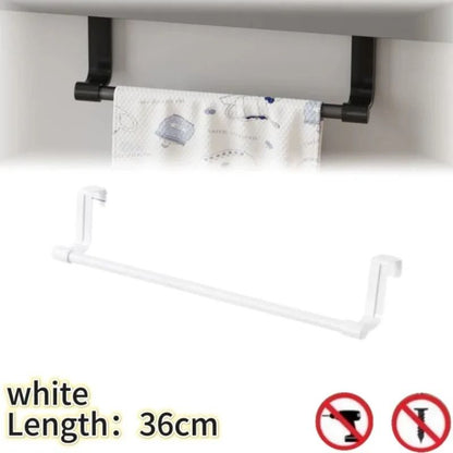 Over-the-Door Stainless Steel Towel Bar and Cabinet Door Hanging Storage Organizer