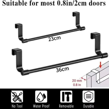 Over-the-Door Stainless Steel Towel Bar and Cabinet Door Hanging Storage Organizer