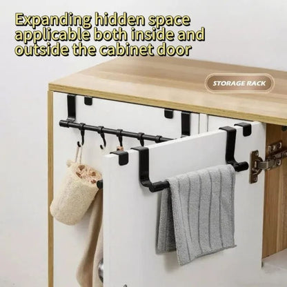 Over-the-Door Stainless Steel Towel Bar and Cabinet Door Hanging Storage Organizer