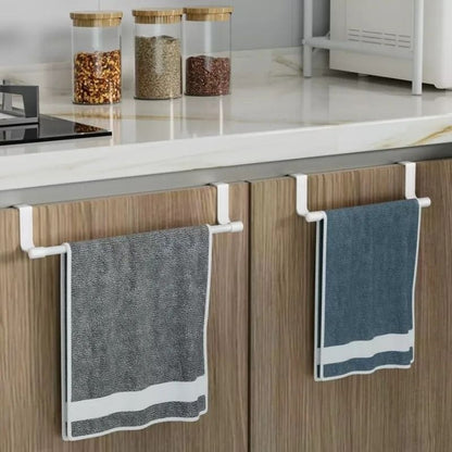 Over-the-Door Stainless Steel Towel Bar and Cabinet Door Hanging Storage Organizer