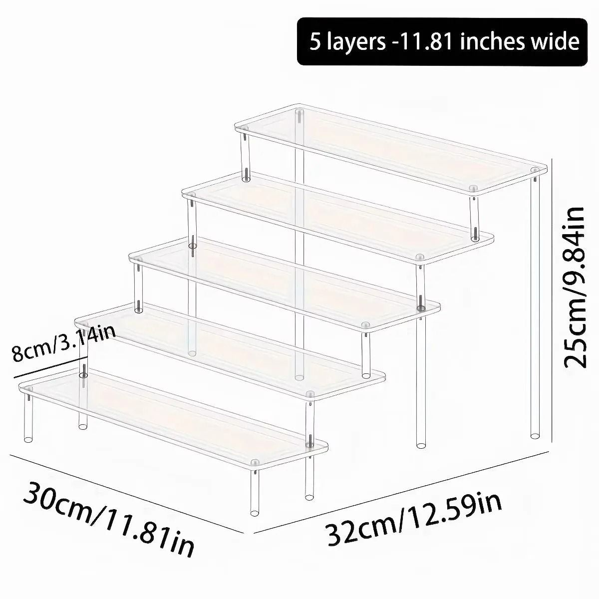 Premium Multi-Tier Acrylic Perfume Display Riser and Vanity Cosmetic Storage Rack