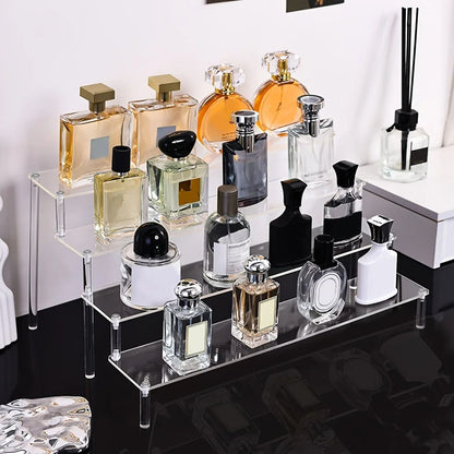 Premium Multi-Tier Acrylic Perfume Display Riser and Vanity Cosmetic Storage Rack