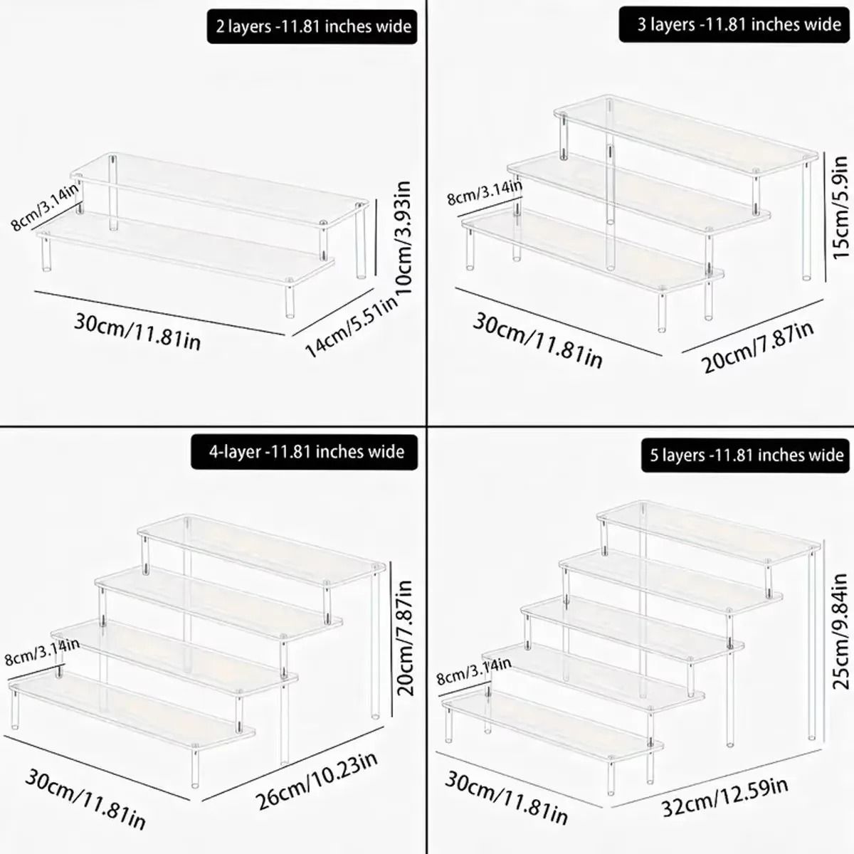 Premium Multi-Tier Acrylic Perfume Display Riser and Vanity Cosmetic Storage Rack