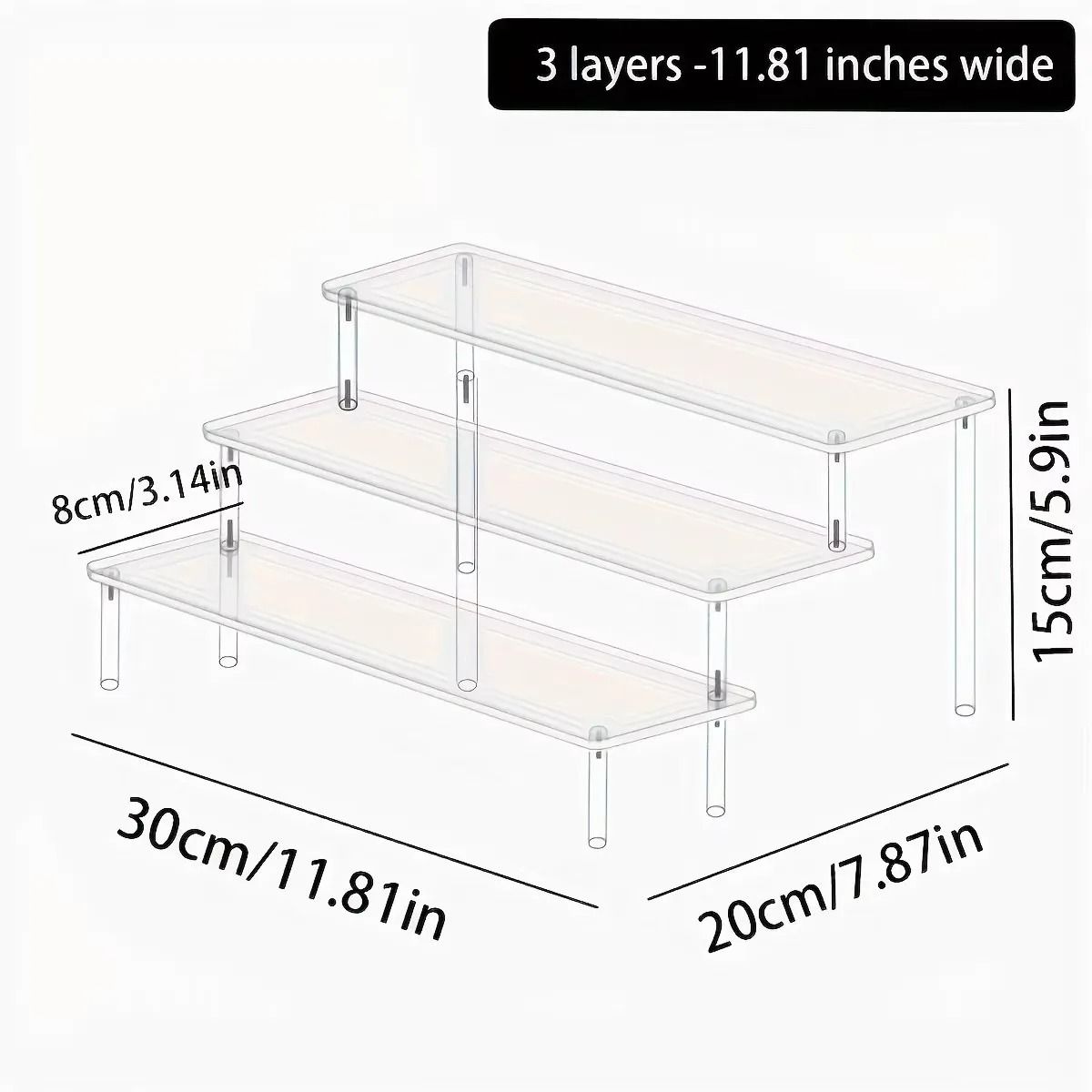 Premium Multi-Tier Acrylic Perfume Display Riser and Vanity Cosmetic Storage Rack