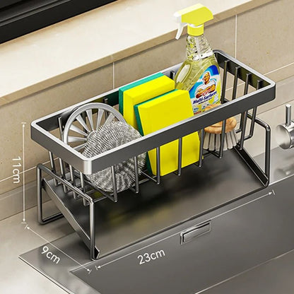 DrainMate Stainless Steel Sink Organizer Rack – Sponge, Soap & Rag Storage Holder